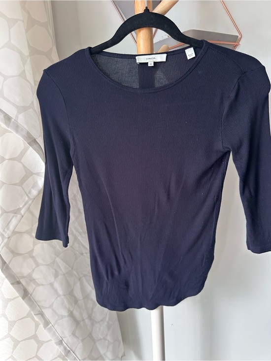 Vince Tops - VINCE. Black Ribbed Scoop Neck Women's Knit Top 3/4 Sleeve Tee T-Shirt Size XS